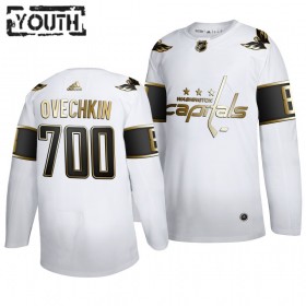 Barn NHL Washington Capitals Tröjor Alexander Ovechkin 700 Goals Adidas 2019-2020 Vit Golden Edition Authentic